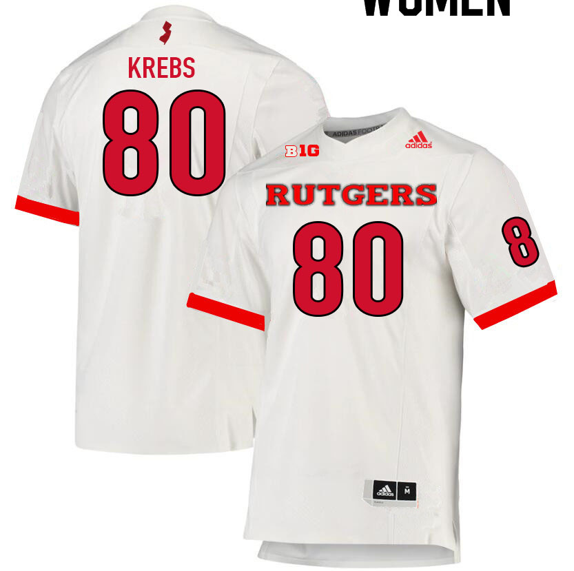 Women #80 Frederik Krebs Rutgers Scarlet Knights College Football Jerseys Sale-White - Click Image to Close